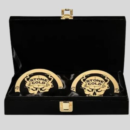 WWE Stone Cold Side Plates Championship Title Box Set – Brass Metal Inserts