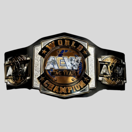 AEW Tag Team Championship Belt – Dual Plates with Black Leather Strap