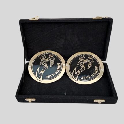 WWE Jeff Hardy Side Plates Championship Title Box Set – Enigmatic Brass Art Edition (4.25” x 3.16”)